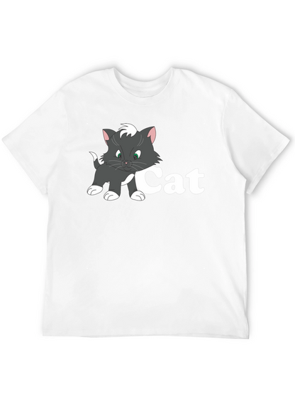 Cat Cartoon Black T-Shirt