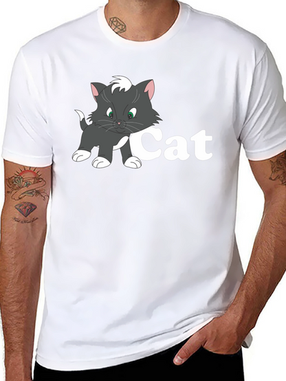 Cat Cartoon Black T-Shirt