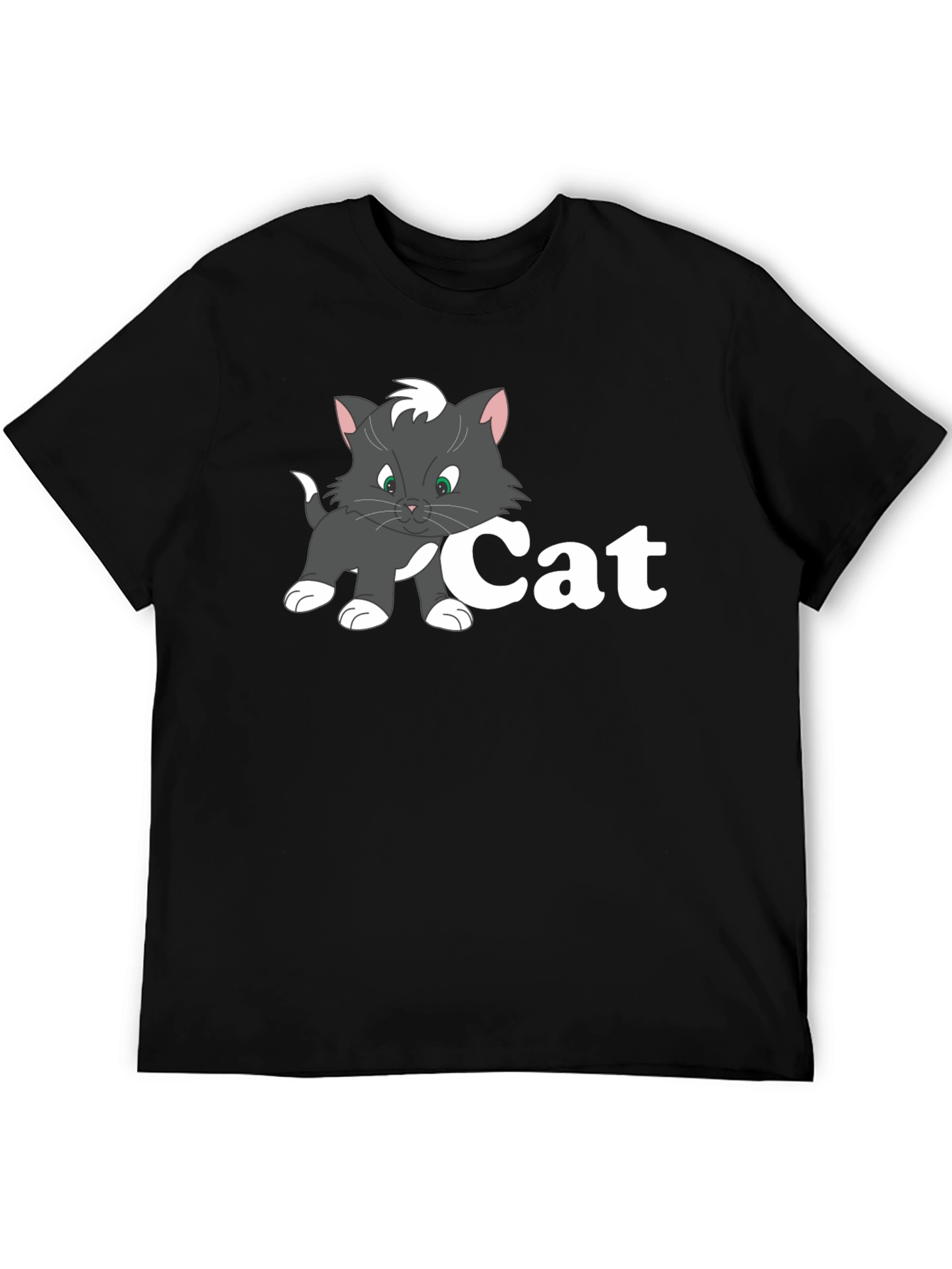 Cat Cartoon Black T-Shirt
