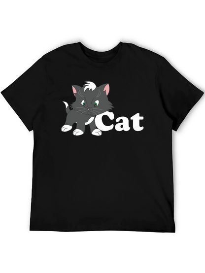 Cat Cartoon Black T-Shirt