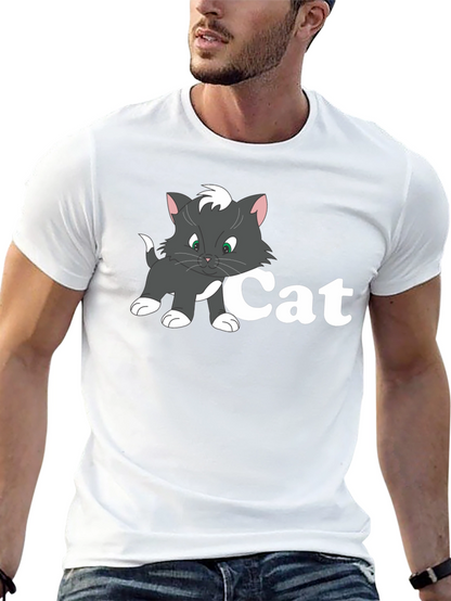 Cat Cartoon Black T-Shirt