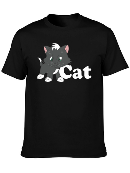 Cat Cartoon Black T-Shirt