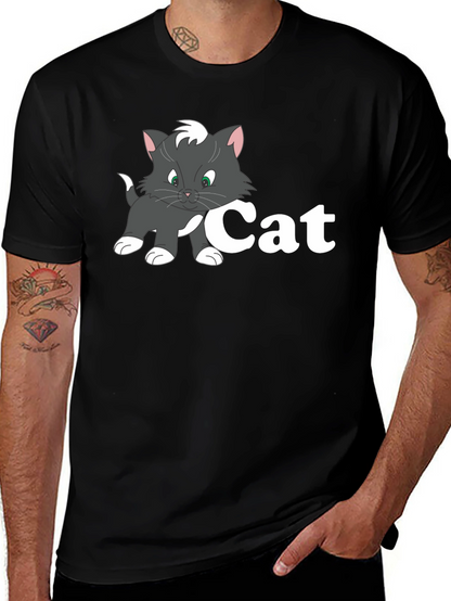 Cat Cartoon Black T-Shirt