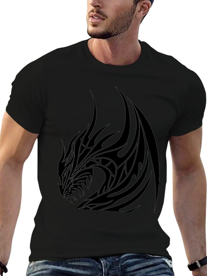Mens Black Dragon Graphic Tee - Stylish & Bold