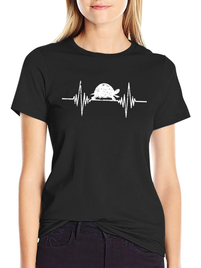 Turtle Heartbeat Graphic Tee - Black