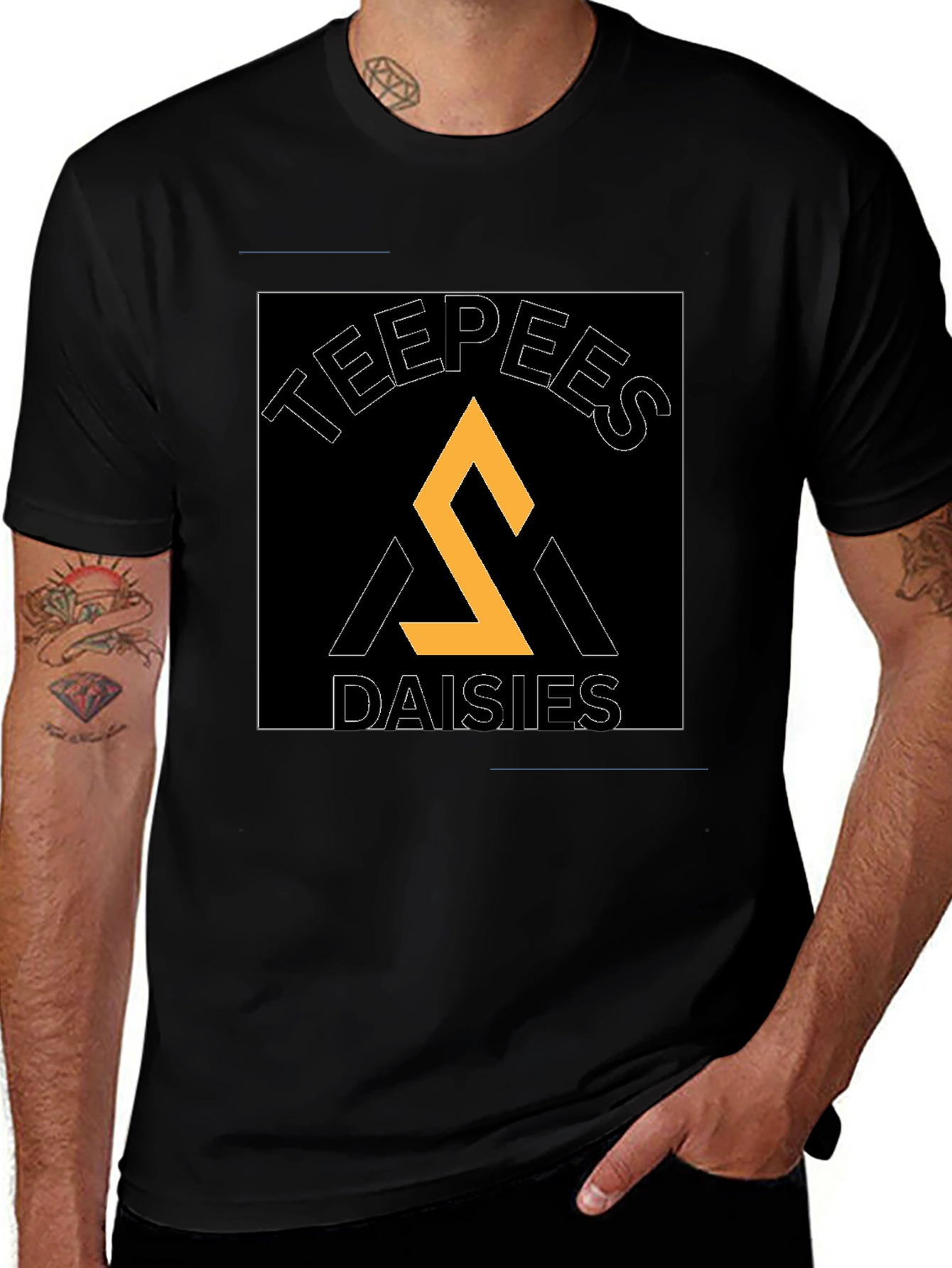 Teepees Daisies Black T-Shirt