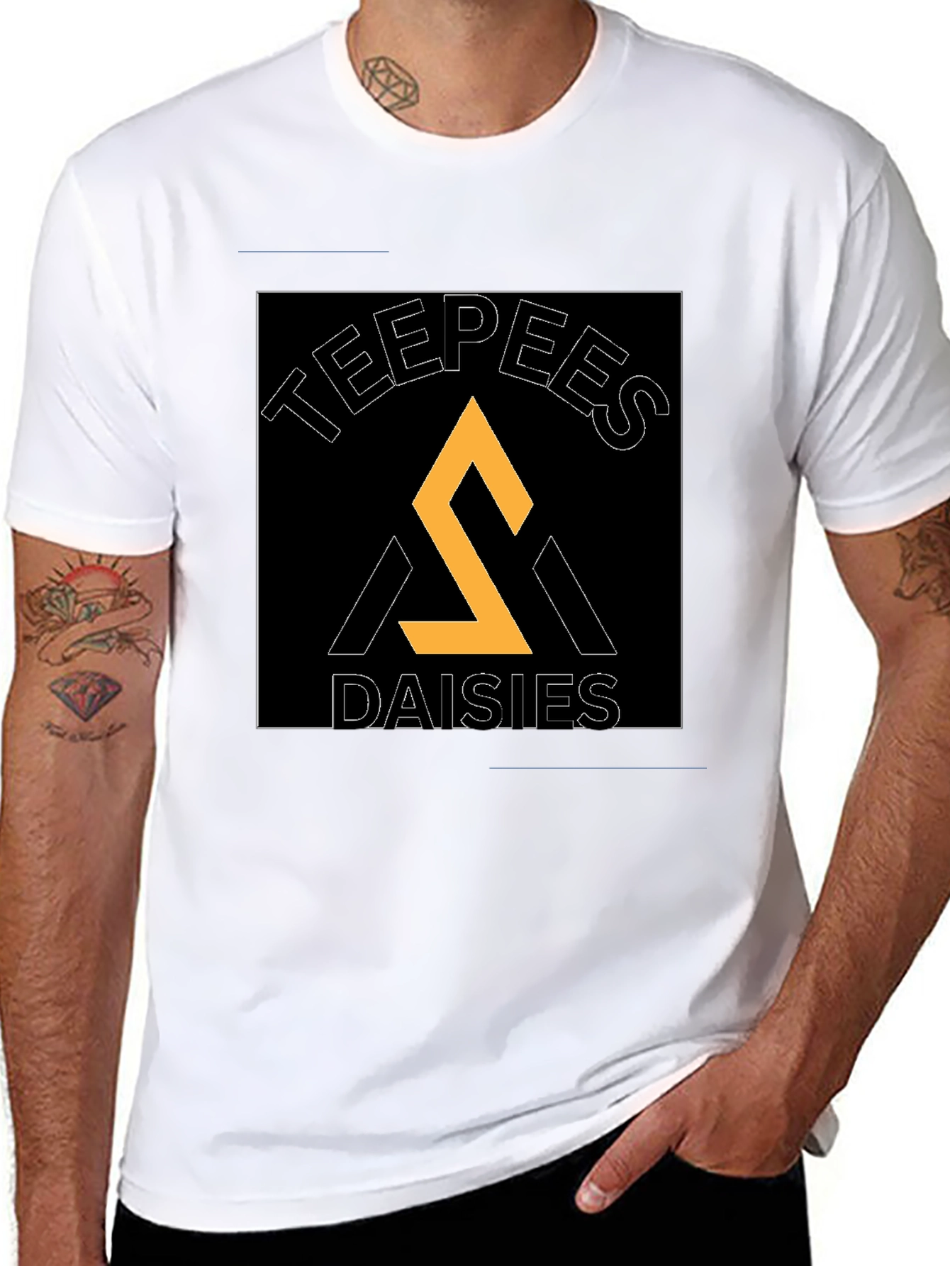 Teepees Daisies Black T-Shirt