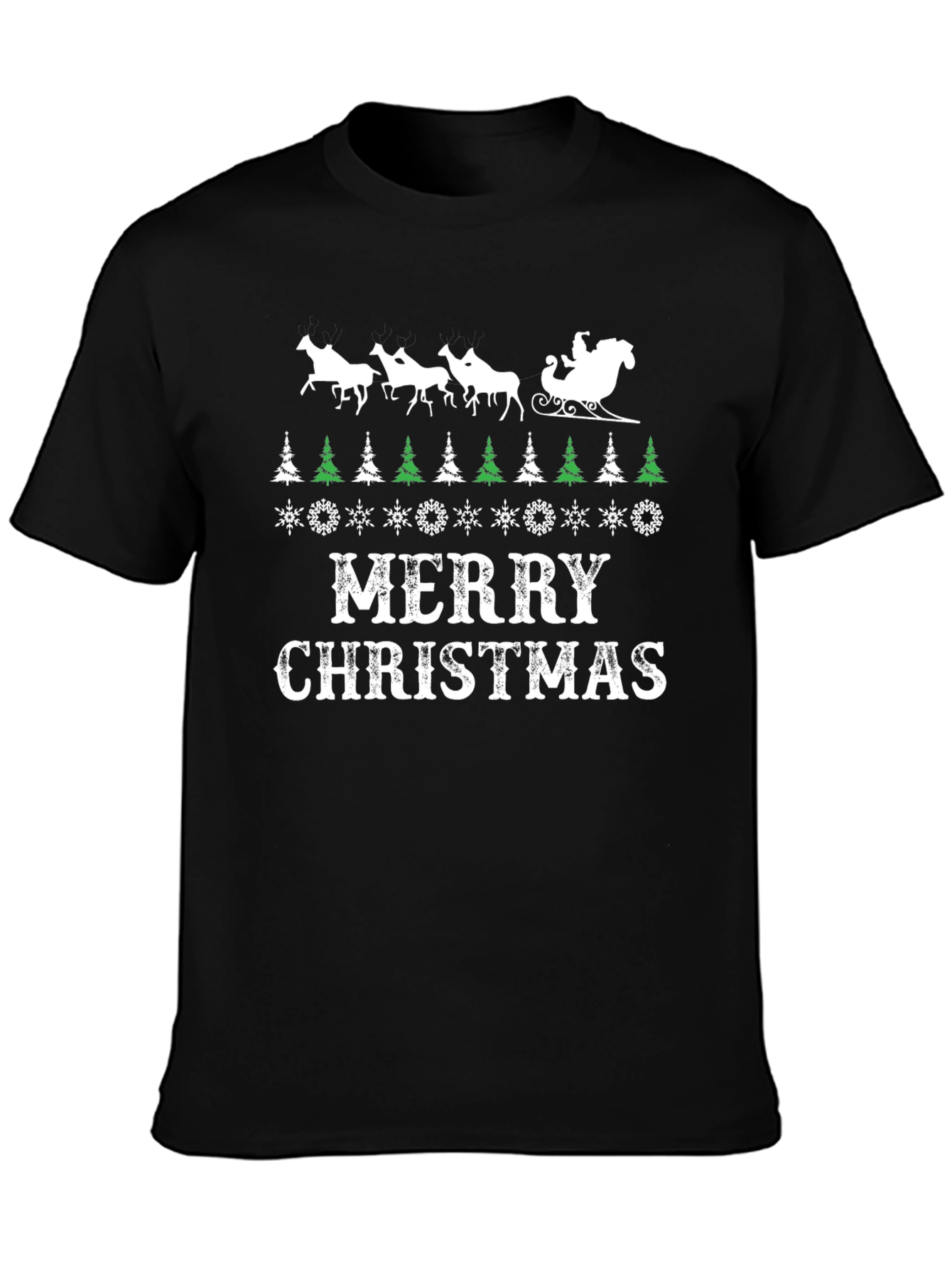 Merry Christmas Santa Sleigh Graphic Tee