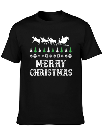 Merry Christmas Santa Sleigh Graphic Tee