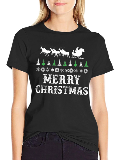Merry Christmas Santa Sleigh Graphic Tee