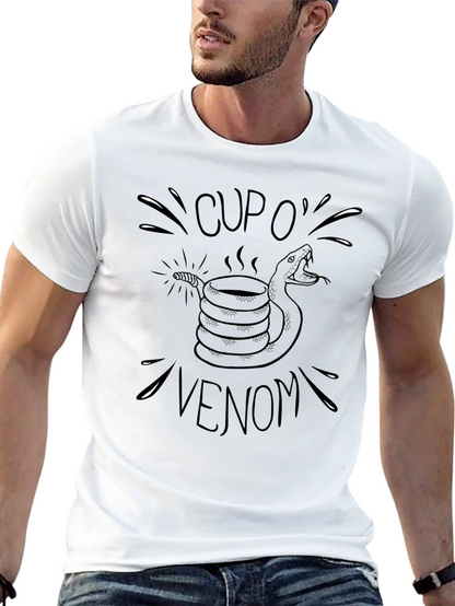 Cup O Venom Black T-Shirt - Snake Coffee Design