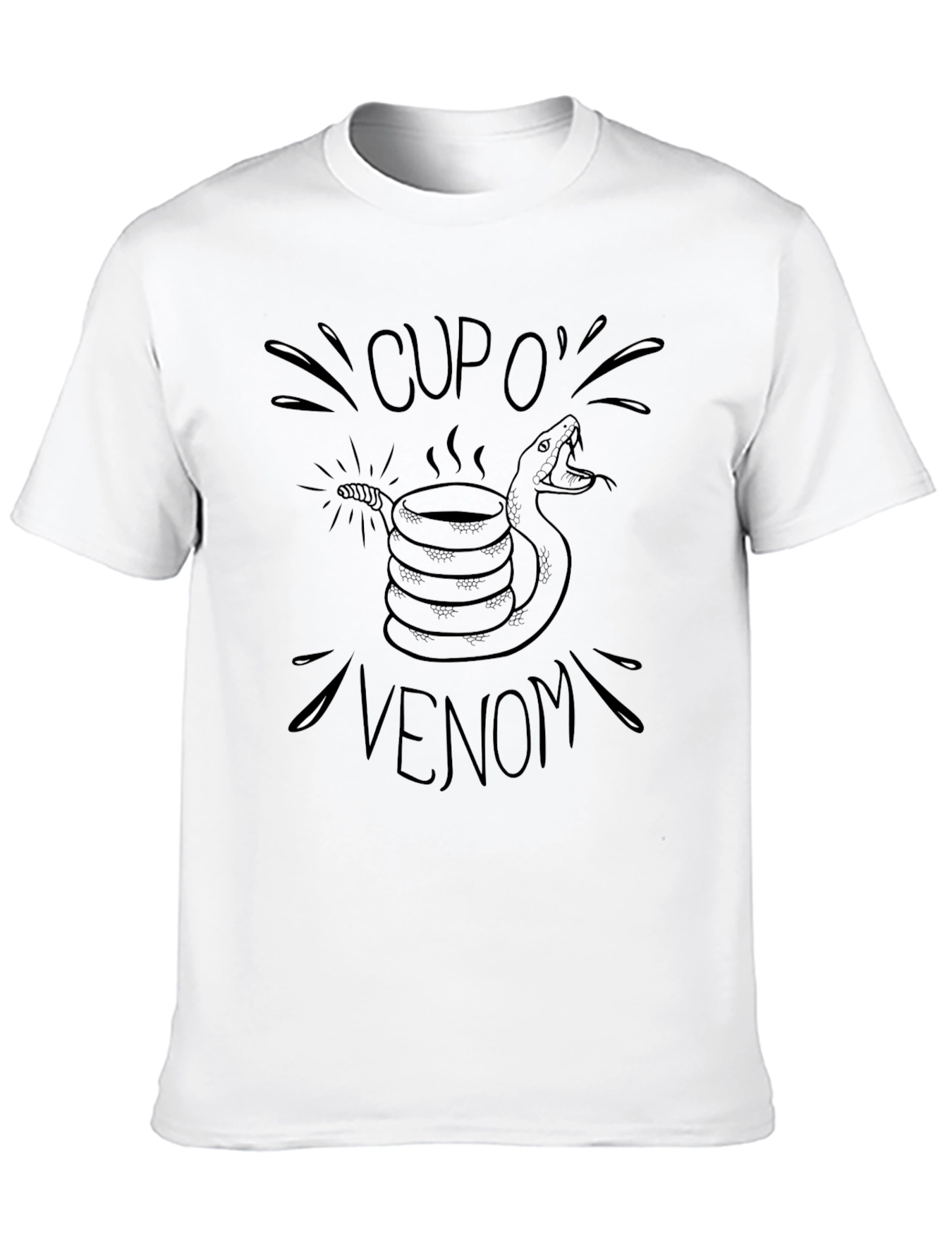 Cup O Venom Black T-Shirt - Snake Coffee Design
