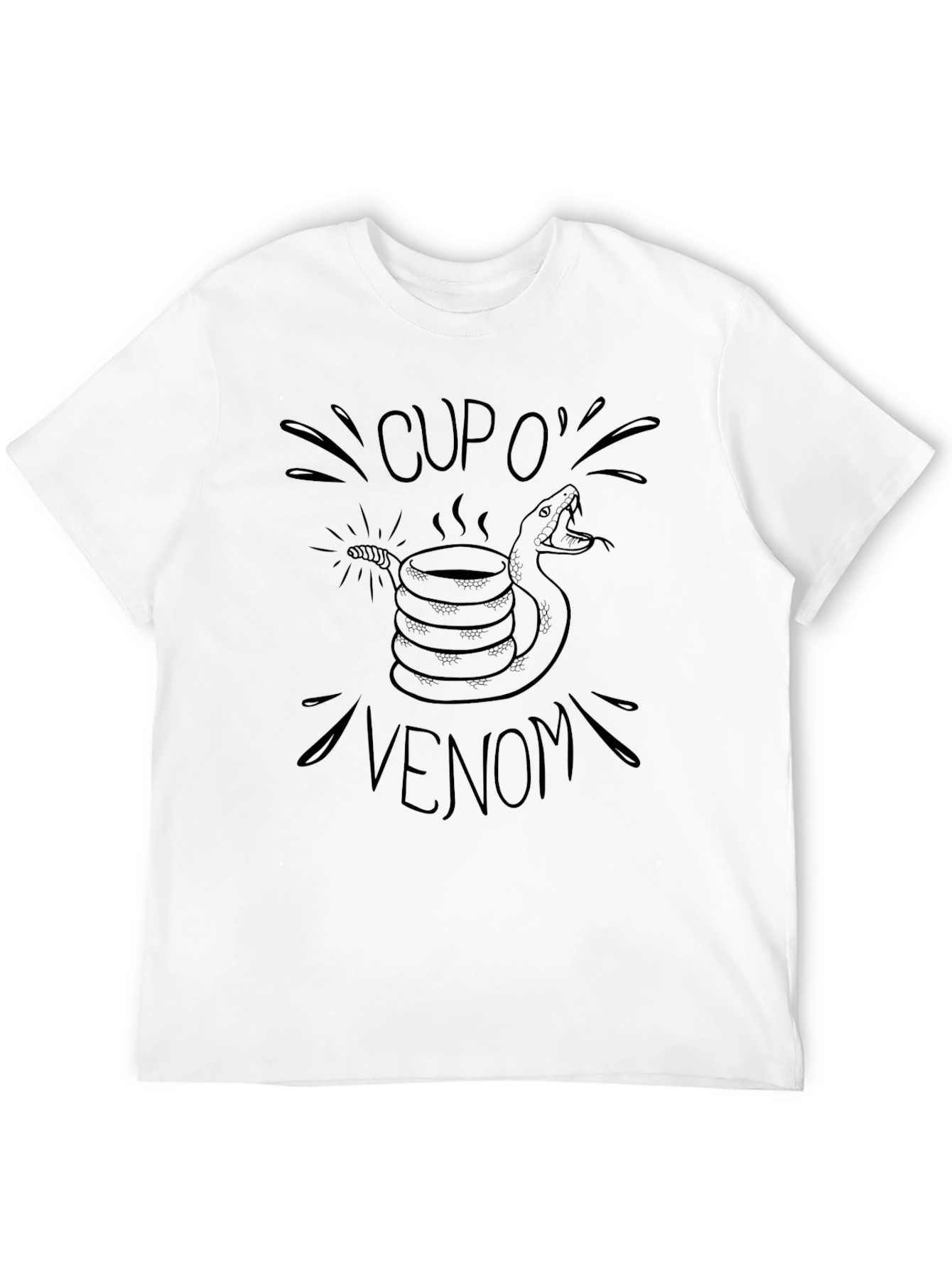 Cup O Venom Black T-Shirt - Snake Coffee Design