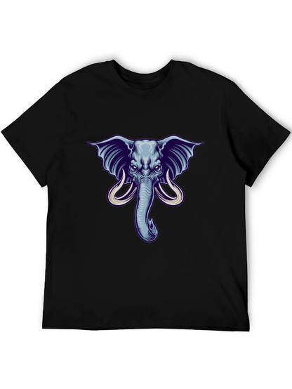 Elephant Graphic Print Mens Black T-Shirt