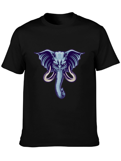 Elephant Graphic Print Mens Black T-Shirt