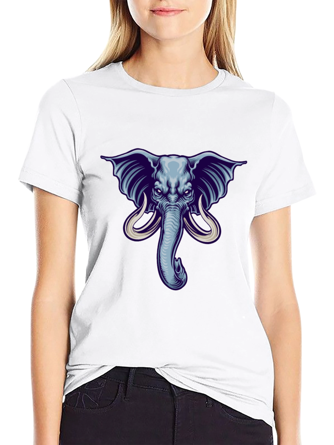 Elephant Graphic Print Mens Black T-Shirt