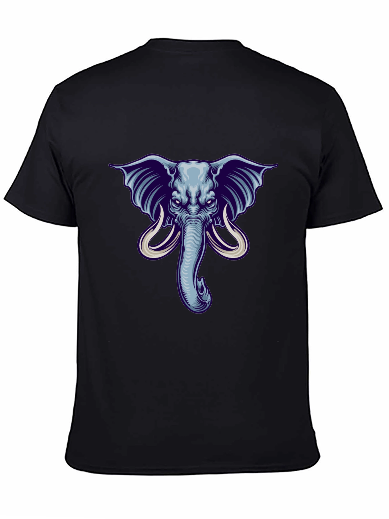 Elephant Graphic Print Mens Black T-Shirt