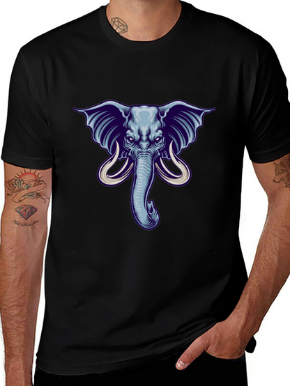 Elephant Graphic Print Mens Black T-Shirt