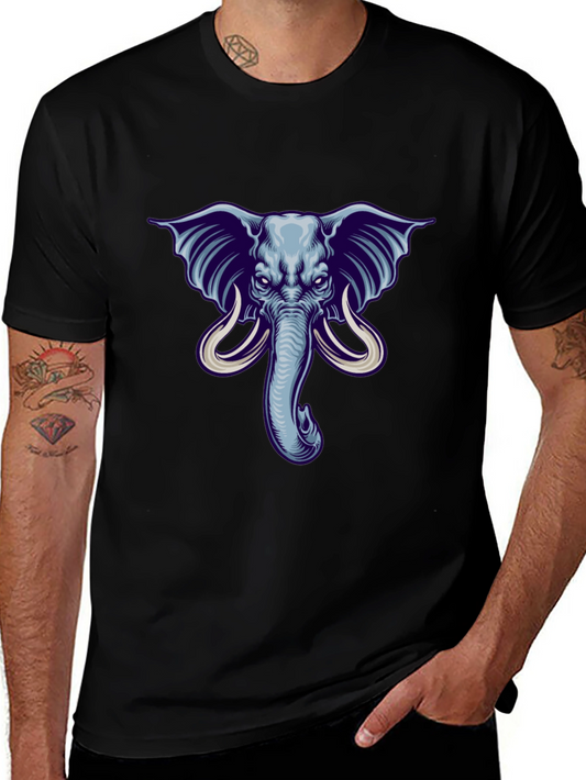 Elephant Graphic Print Mens Black T-Shirt