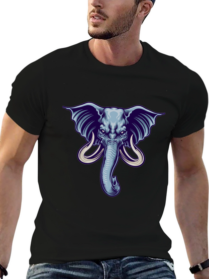 Elephant Graphic Print Mens Black T-Shirt