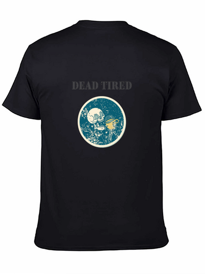 Dead Tired Graphic Tee - Funny Skull Coffee Shirt