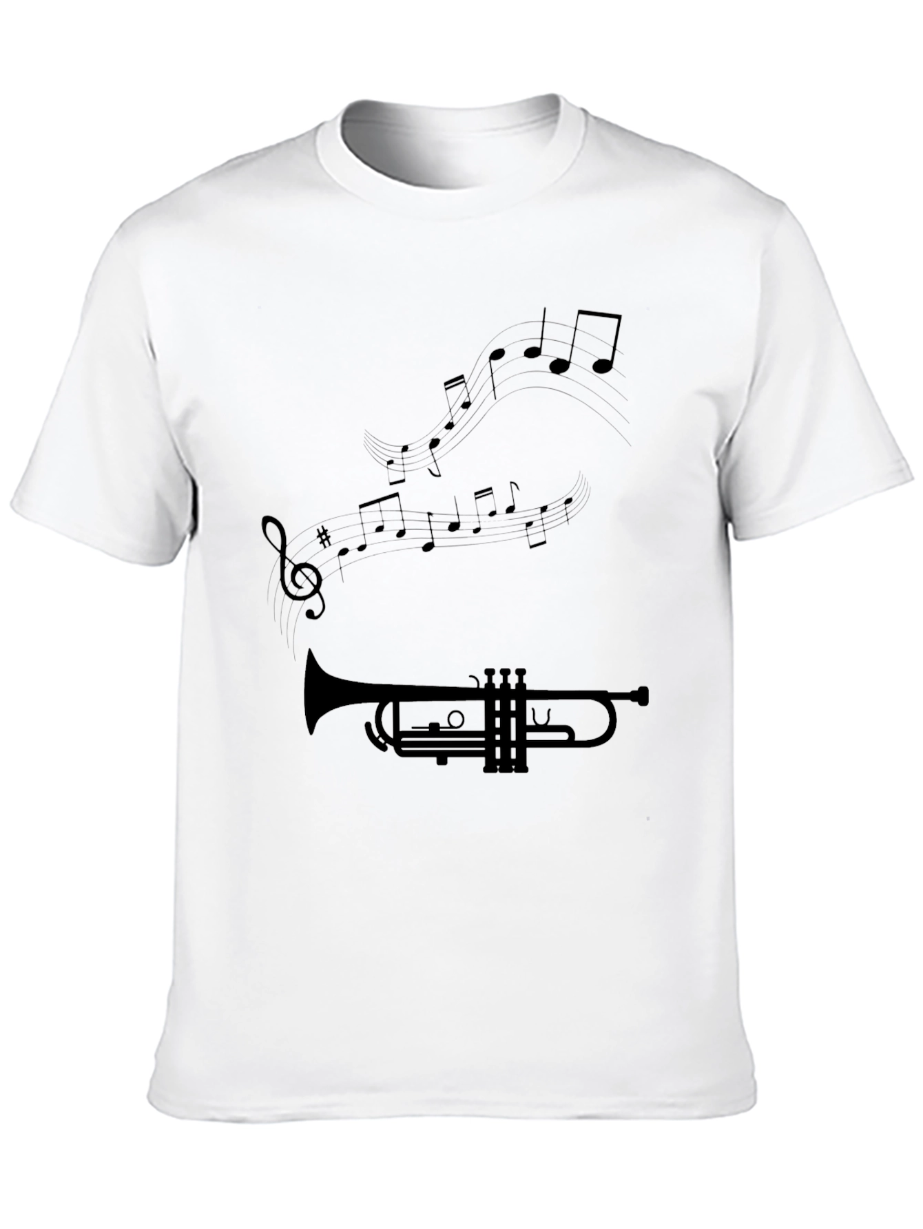 Trumpet & Music Note Graphic Black T-Shirt