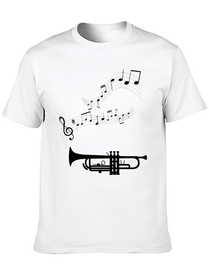 Trumpet & Music Note Graphic Black T-Shirt