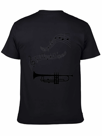 Trumpet & Music Note Graphic Black T-Shirt