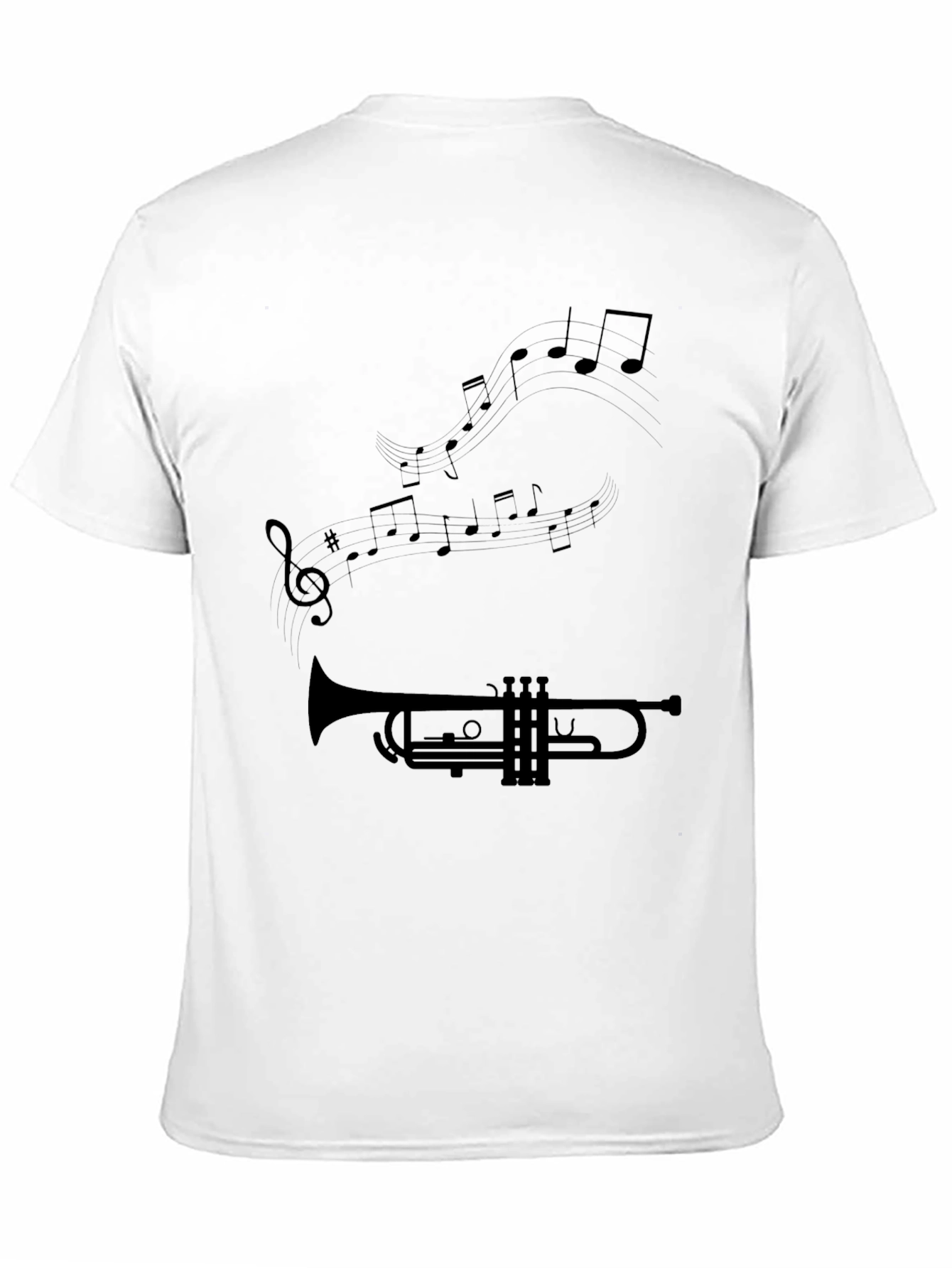 Trumpet & Music Note Graphic Black T-Shirt