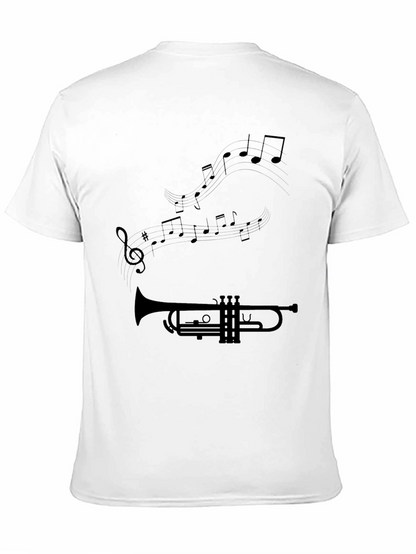 Trumpet & Music Note Graphic Black T-Shirt