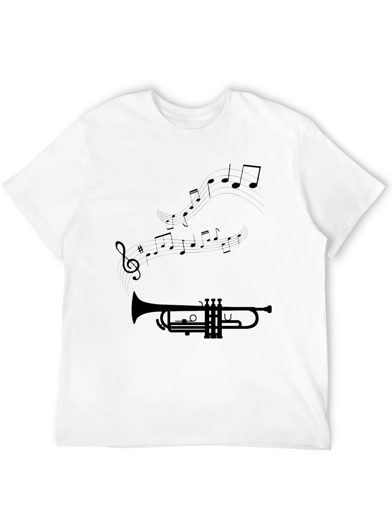 Trumpet & Music Note Graphic Black T-Shirt