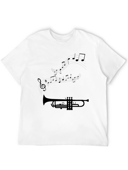 Trumpet & Music Note Graphic Black T-Shirt