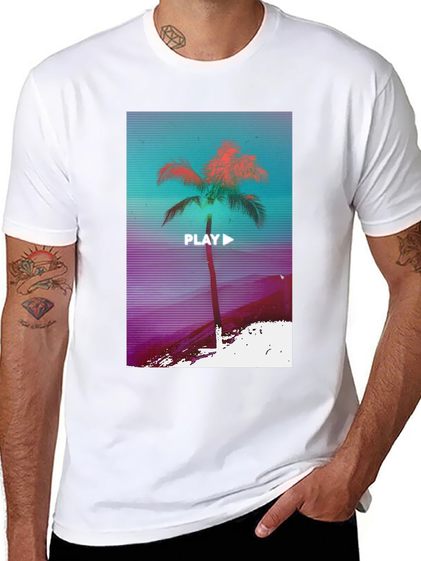 Retro Palm Graphic Tee - Vaporwave Style T-Shirt