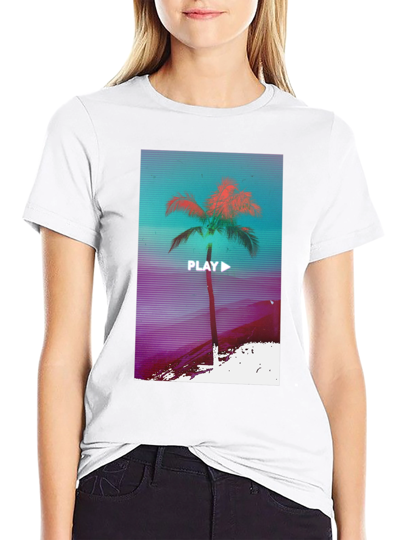 Retro Palm Graphic Tee - Vaporwave Style T-Shirt
