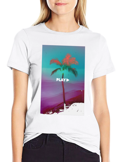 Retro Palm Graphic Tee - Vaporwave Style T-Shirt