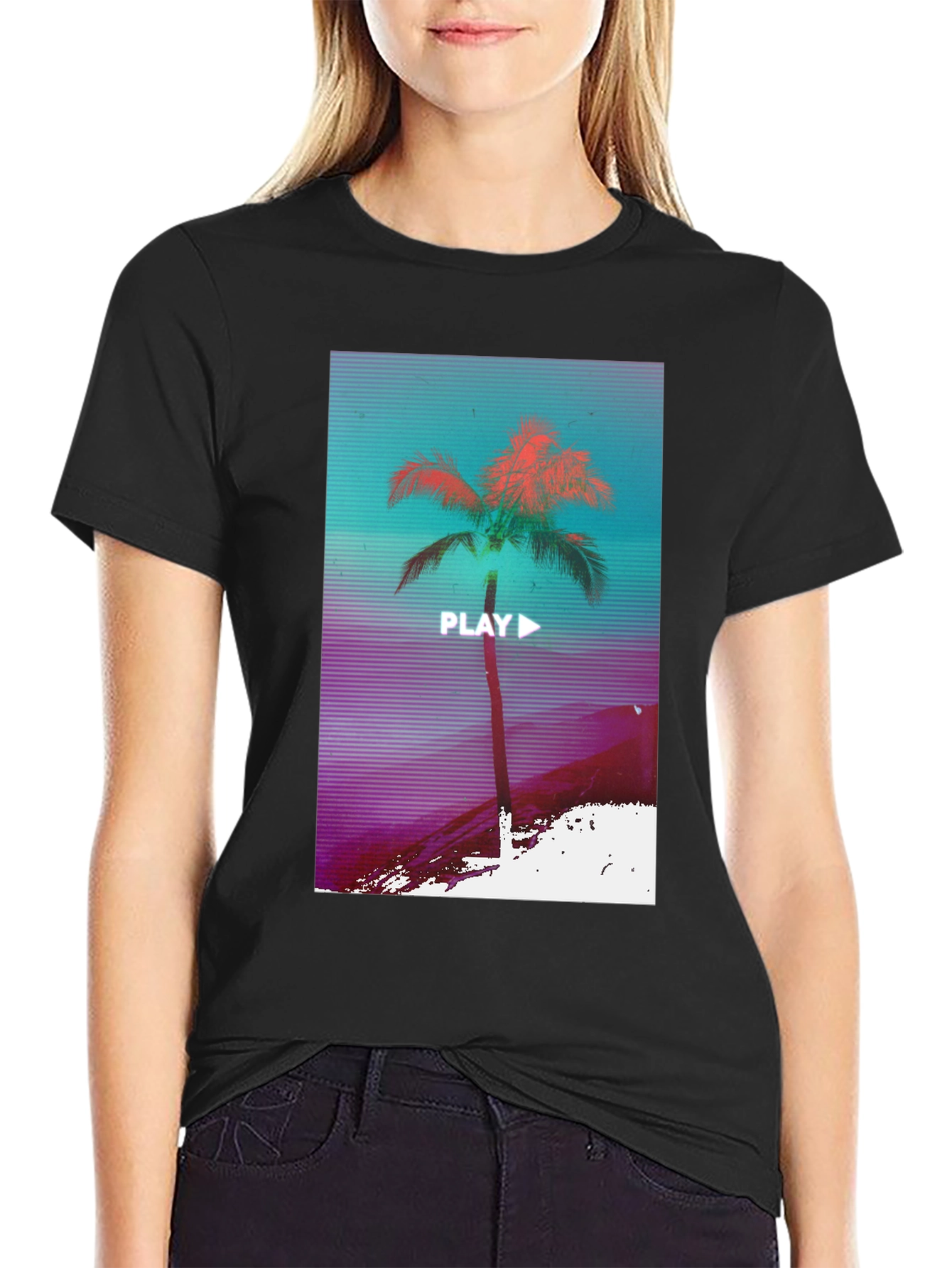 Retro Palm Graphic Tee - Vaporwave Style T-Shirt