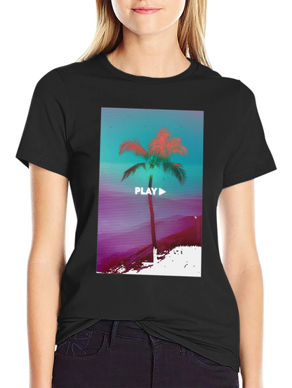 Retro Palm Graphic Tee - Vaporwave Style T-Shirt