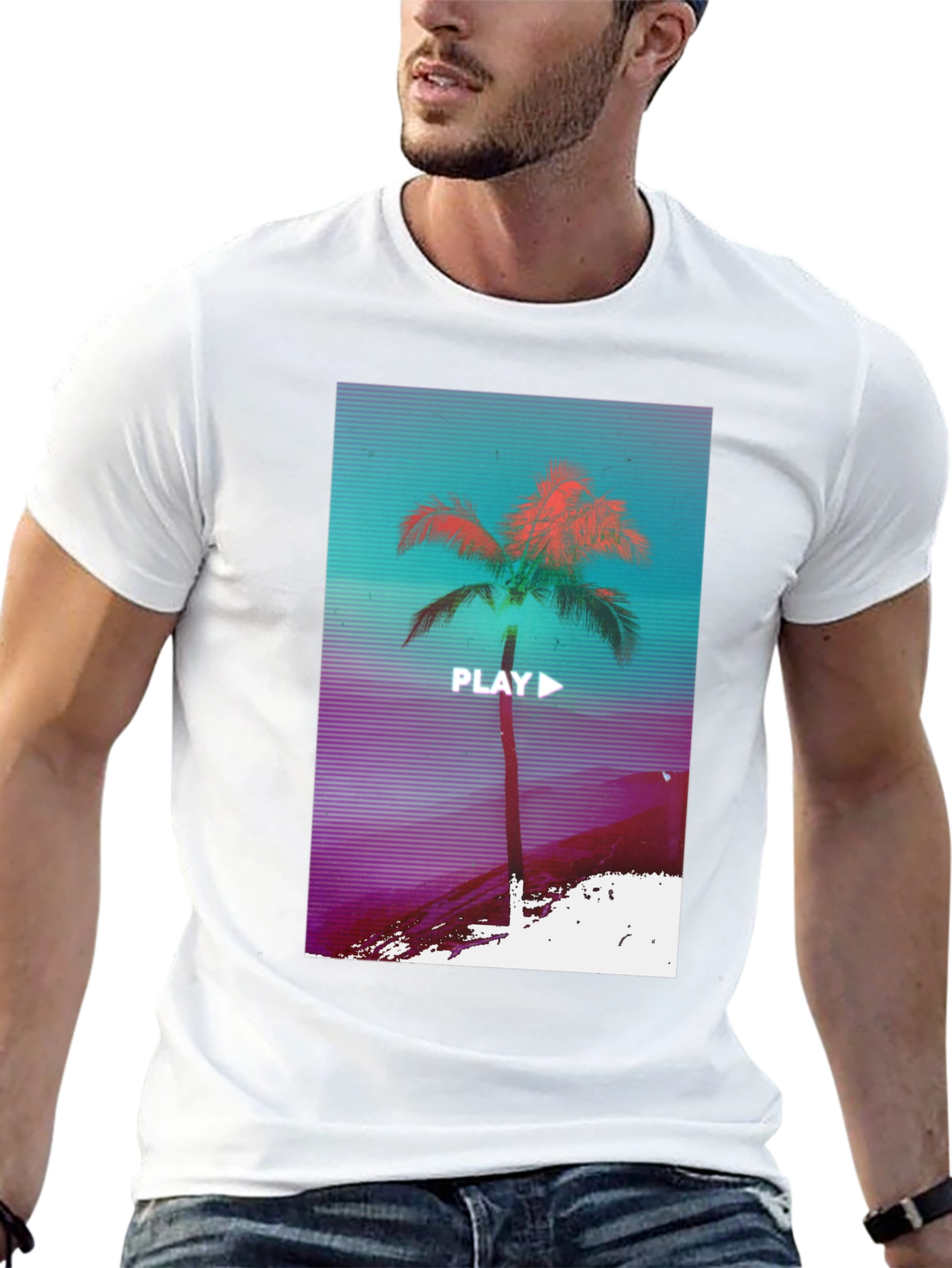Retro Palm Graphic Tee - Vaporwave Style T-Shirt