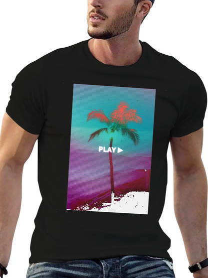 Retro Palm Graphic Tee - Vaporwave Style T-Shirt