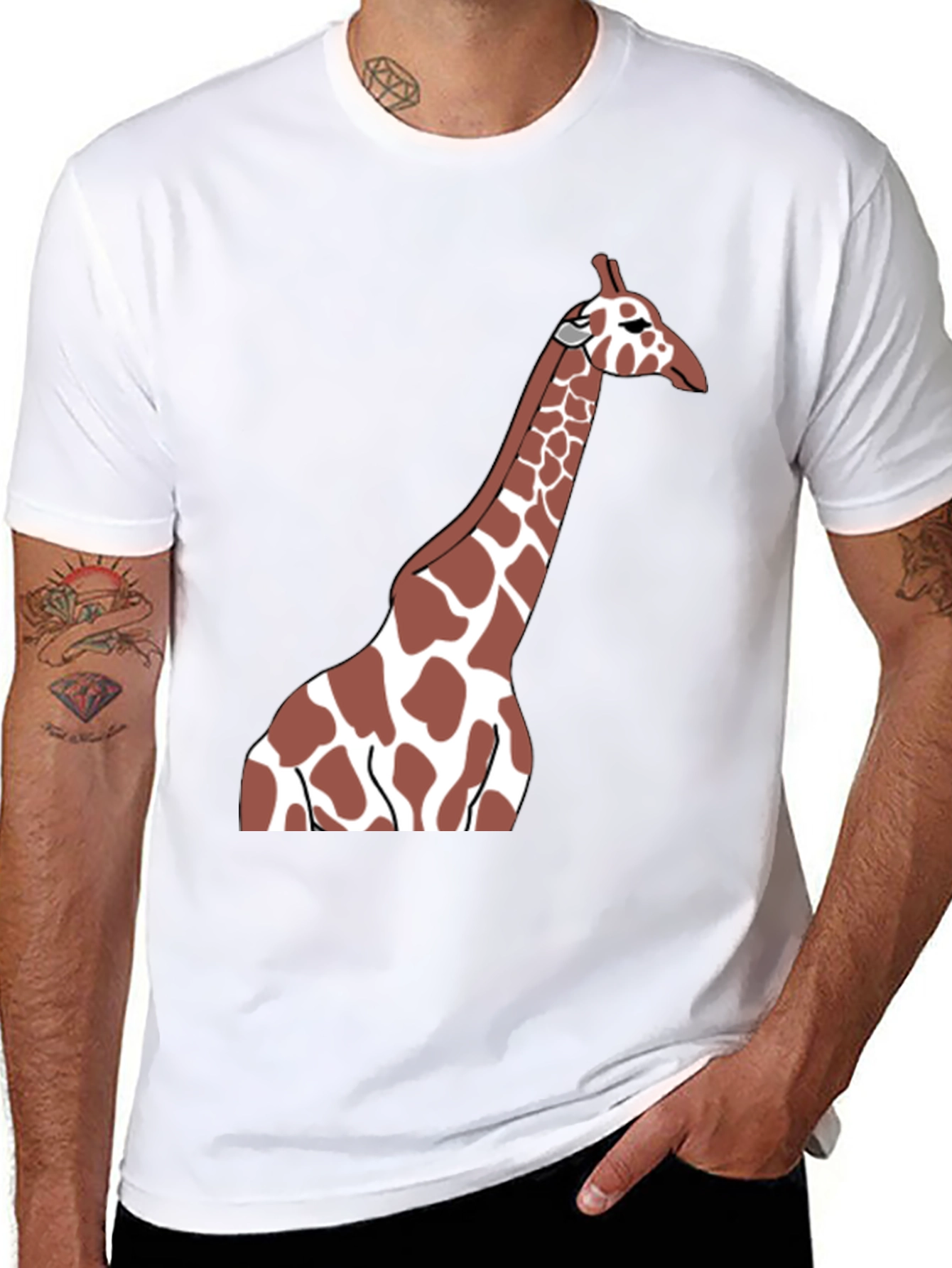 Giraffe Graphic Tee - Black Casual T-Shirt
