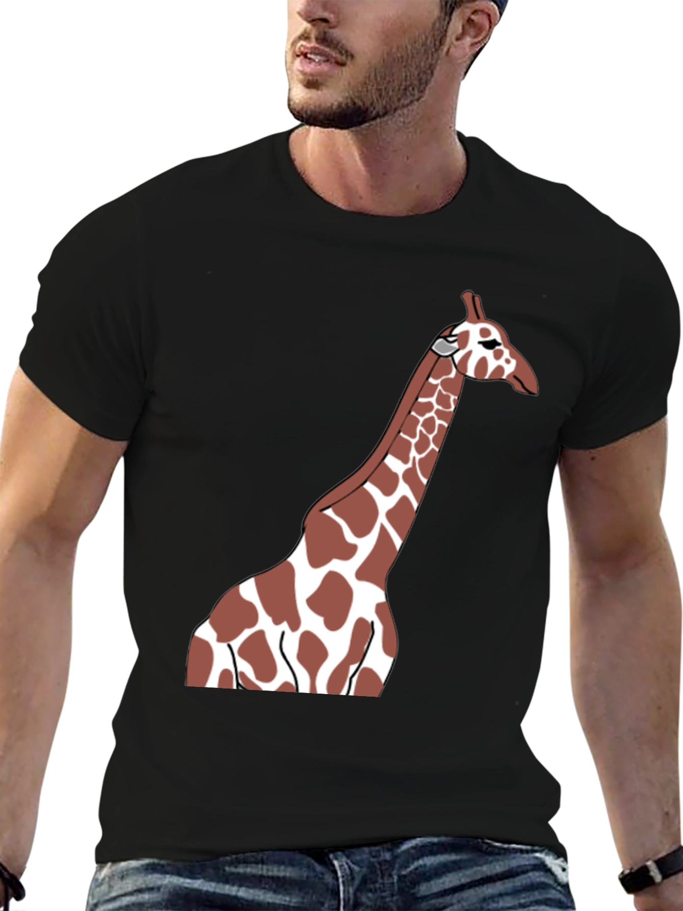 Giraffe Graphic Tee - Black Casual T-Shirt