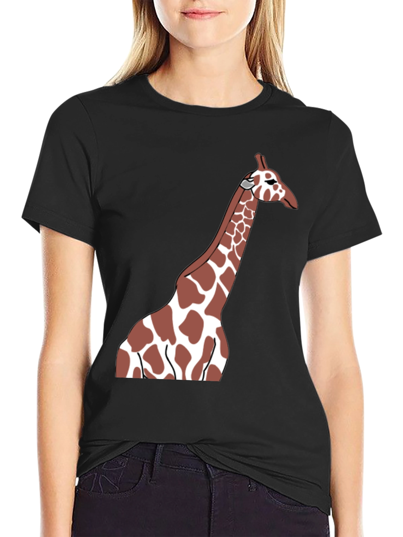 Giraffe Graphic Tee - Black Casual T-Shirt