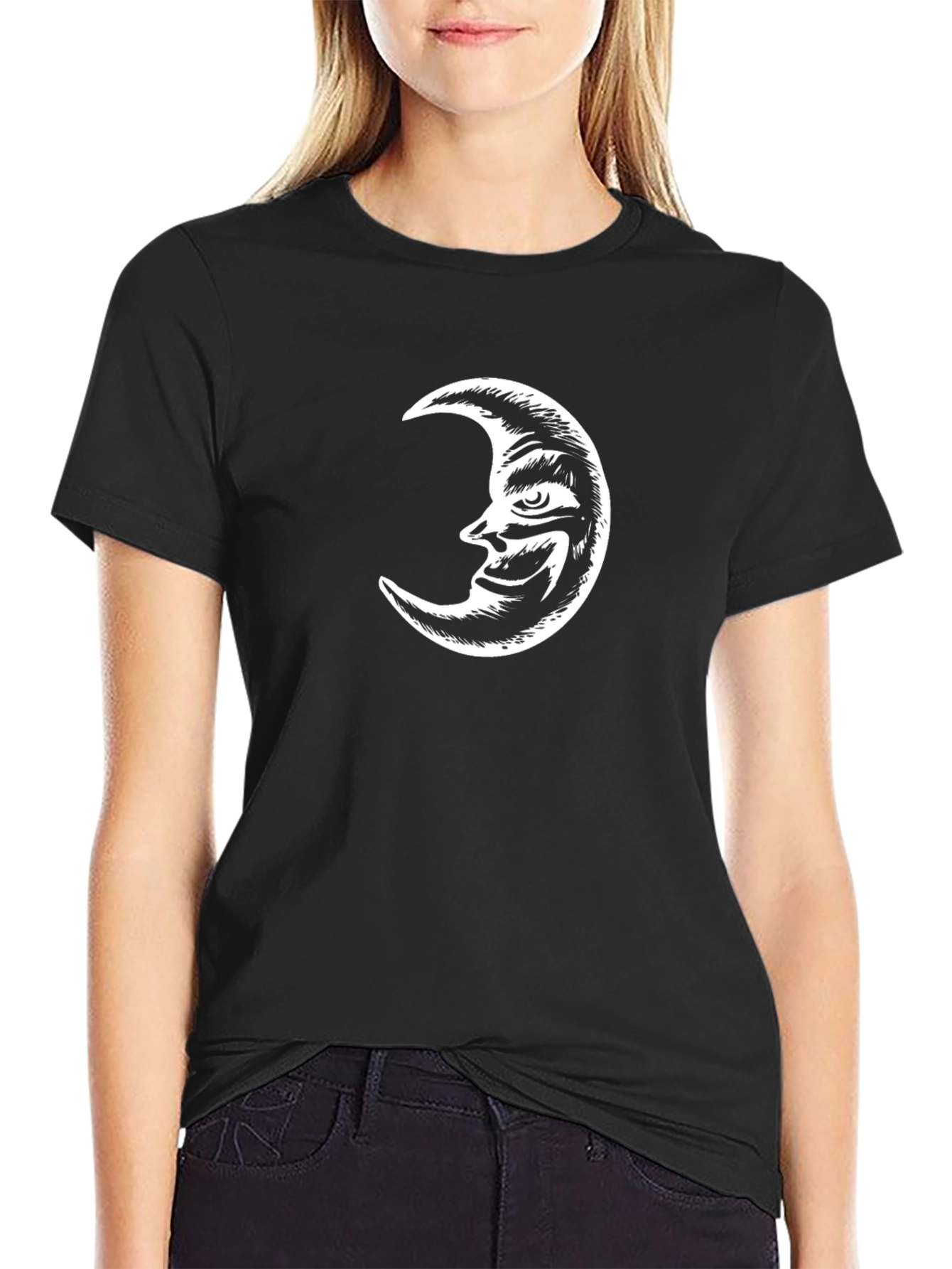Crescent Moon Graphic Tee - Classic Black T-Shirt