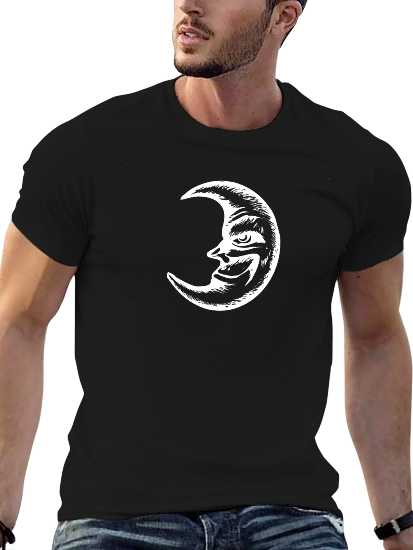 Crescent Moon Graphic Tee - Classic Black T-Shirt