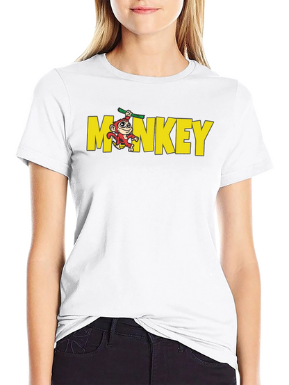 Monkey Graphic Crew Neck T-Shirt - Black