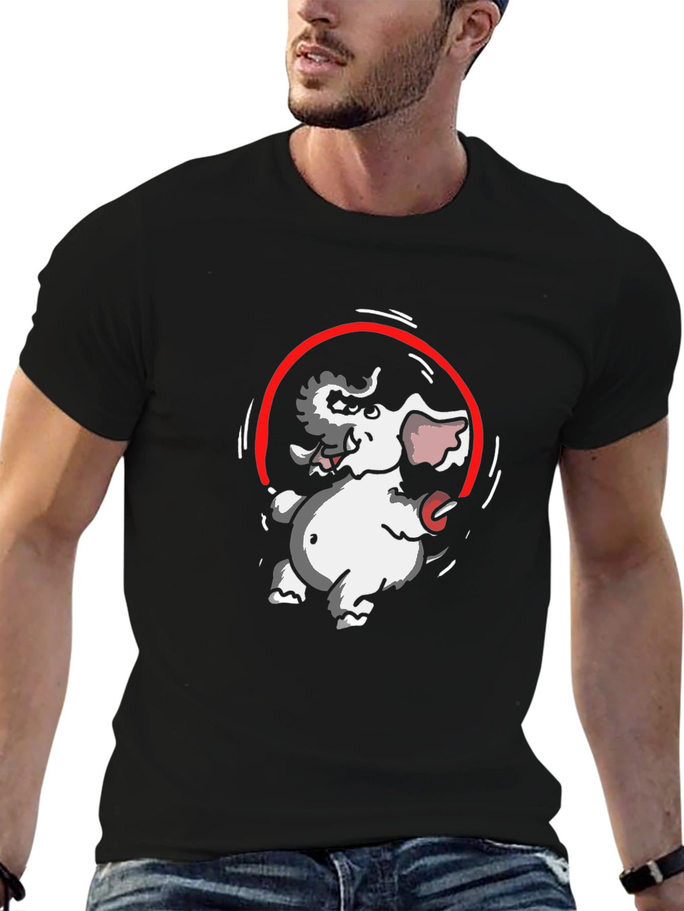 Elephant Rope T-Shirt - Black Cotton Graphic Tee