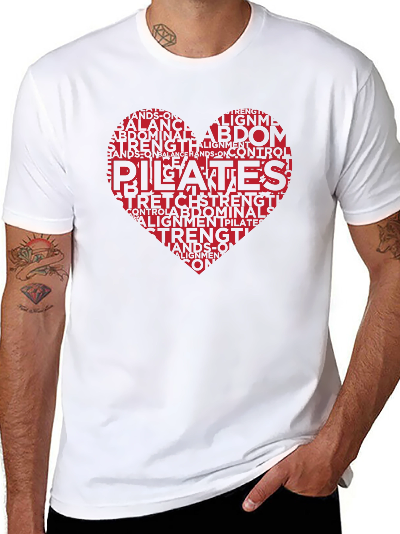 Pilates Heart Word Art T-Shirt Black