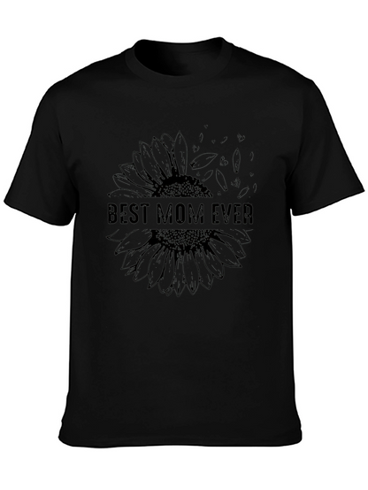 Best Mom Ever Sunflower Graphic Tee - Black