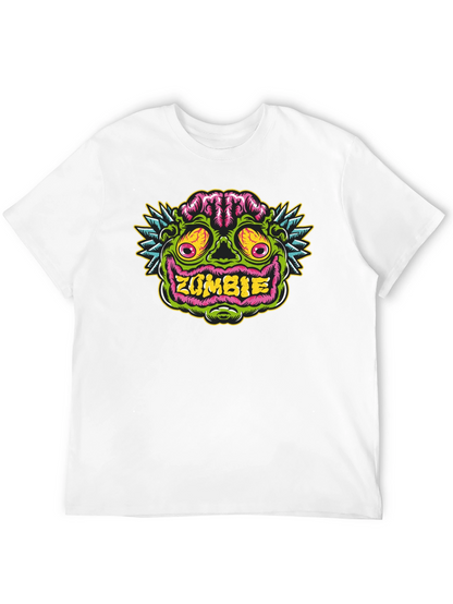 Zombie Face Graphic Tee - Black Cotton T-Shirt