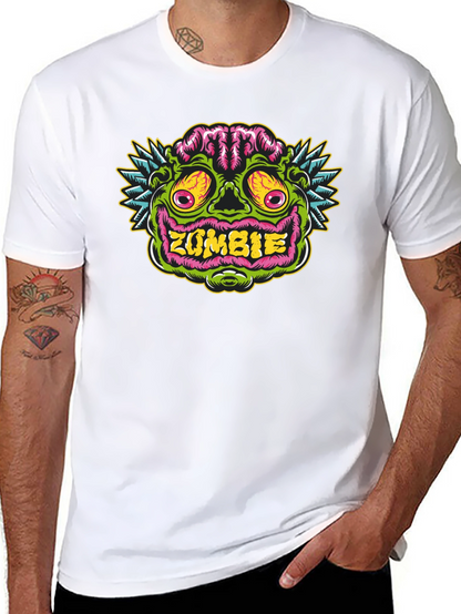 Zombie Face Graphic Tee - Black Cotton T-Shirt